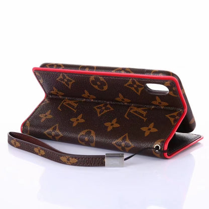 Square leather card case phone case