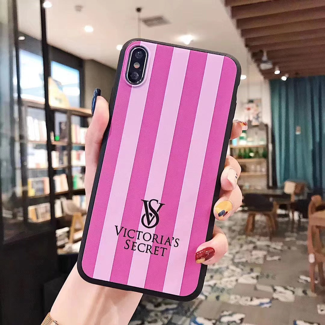 Fashion matte black striped phone case