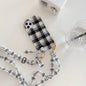 Woolen plaid lanyard phone case