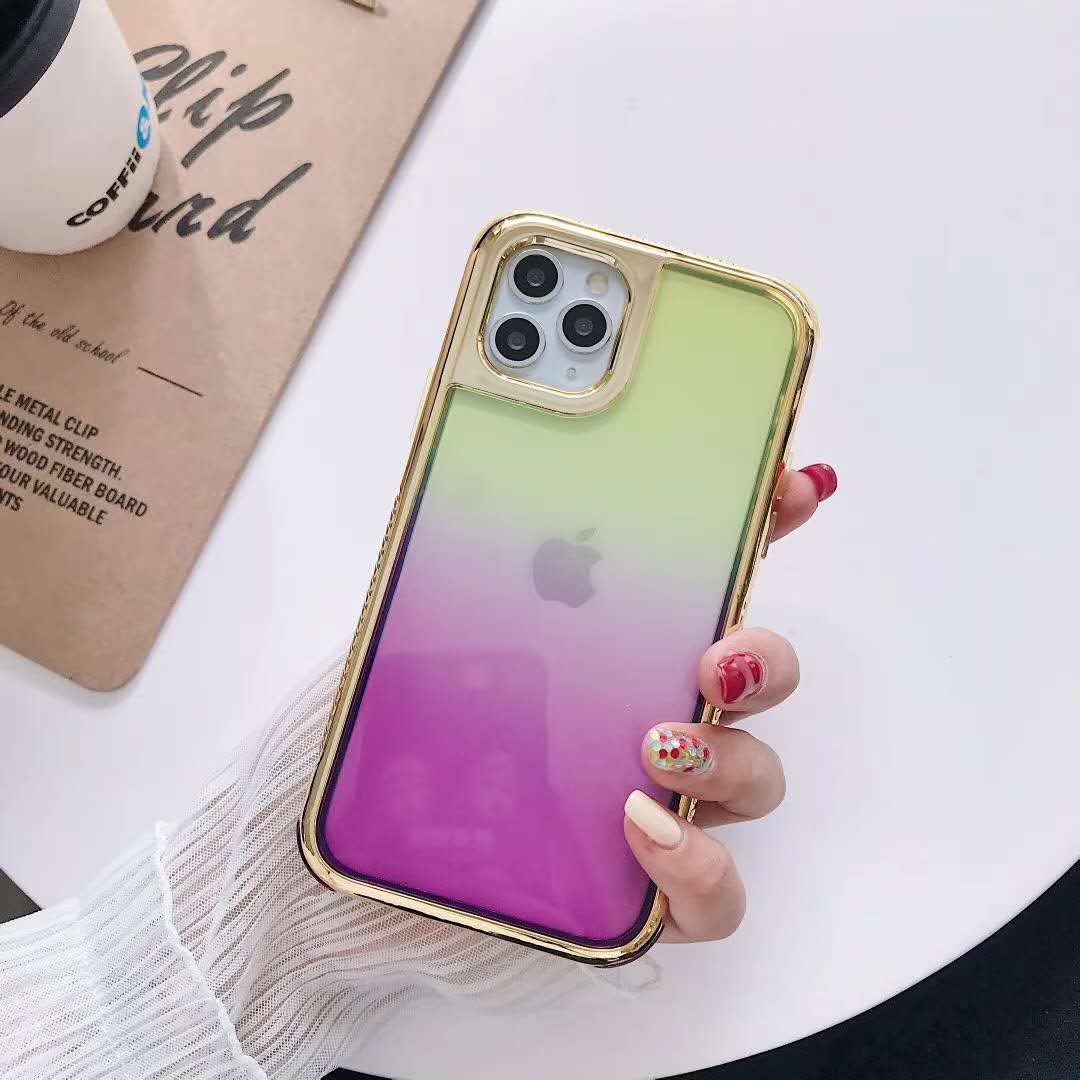 Electroplating gradient three-in-one phone case