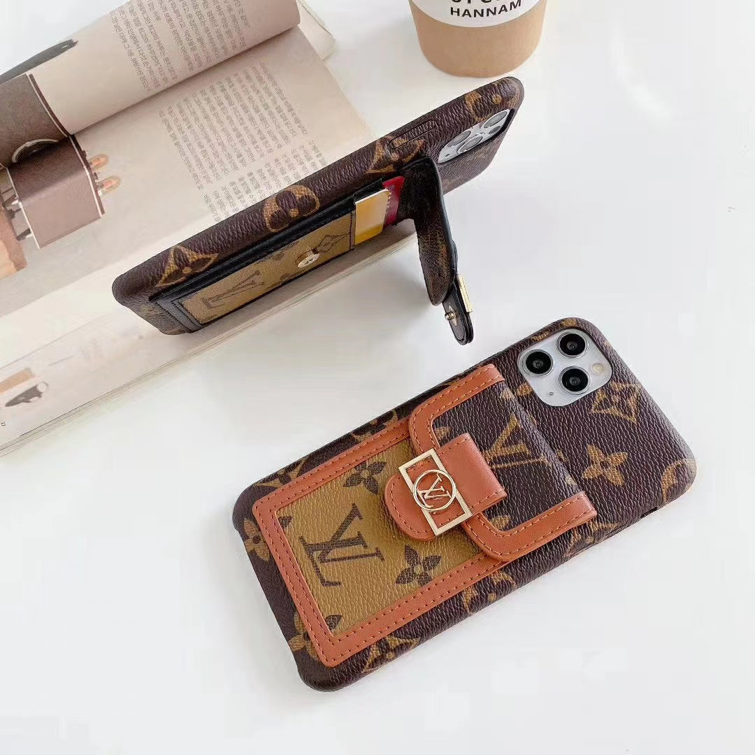 Retro style card bag Bracket  phone case