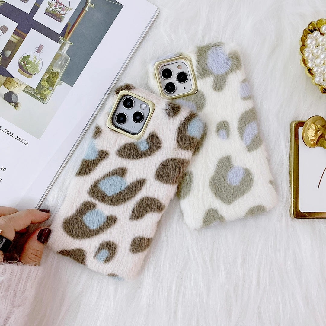 Mink leopard cashmere phone case