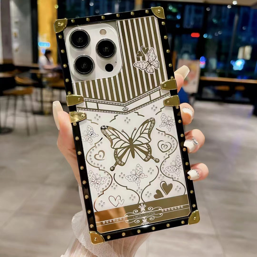 Luxury  butterfly Square Phone Case for iPhone