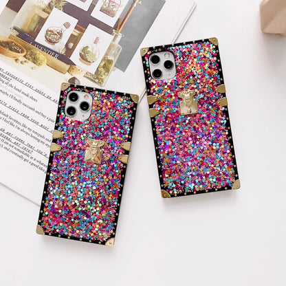 shiny sequined square phone case for samsung