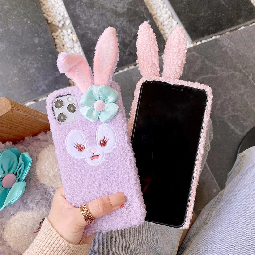 Cute rabbit plush phone case