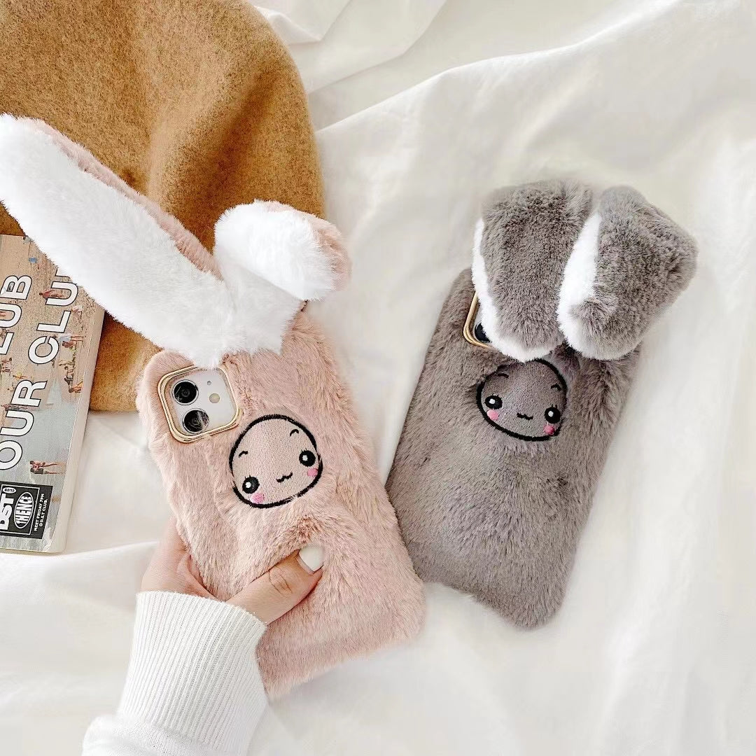 Rabbit plush phone case with moving ears
