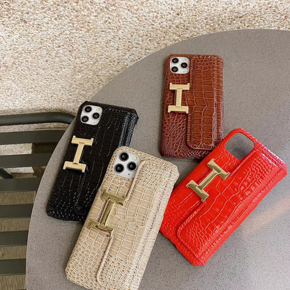 Leather card pocket Bracket phone case