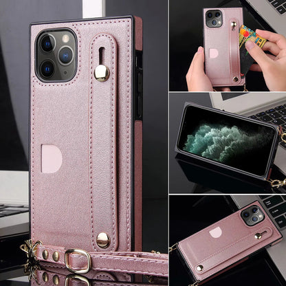 Wallet card lanyard phone case