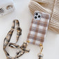 Woolen plaid lanyard phone case