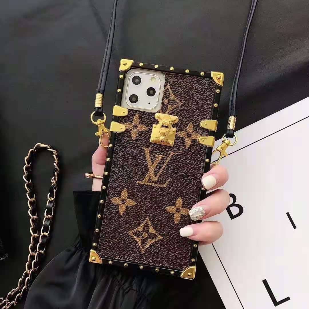 Colorful leather lanyard phone case