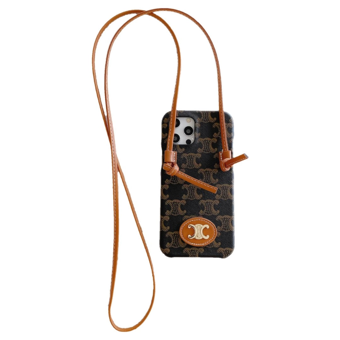 Fashion slant back lanyard phone case