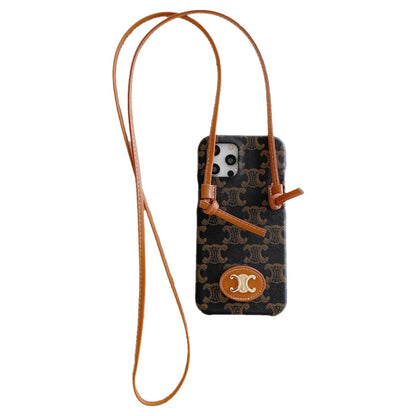 Fashion slant back lanyard phone case