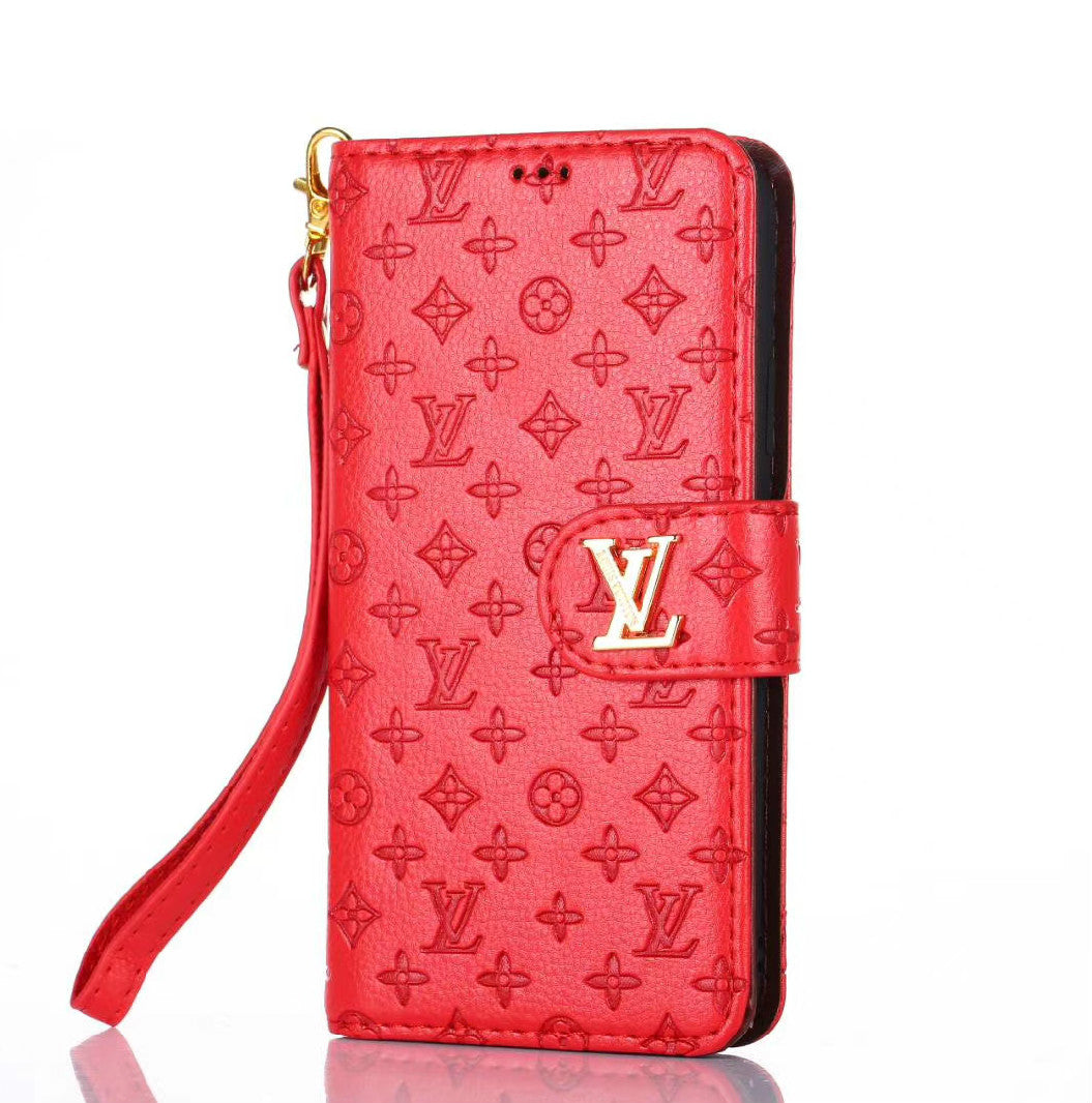 Embossed flower wallet leather case phone case