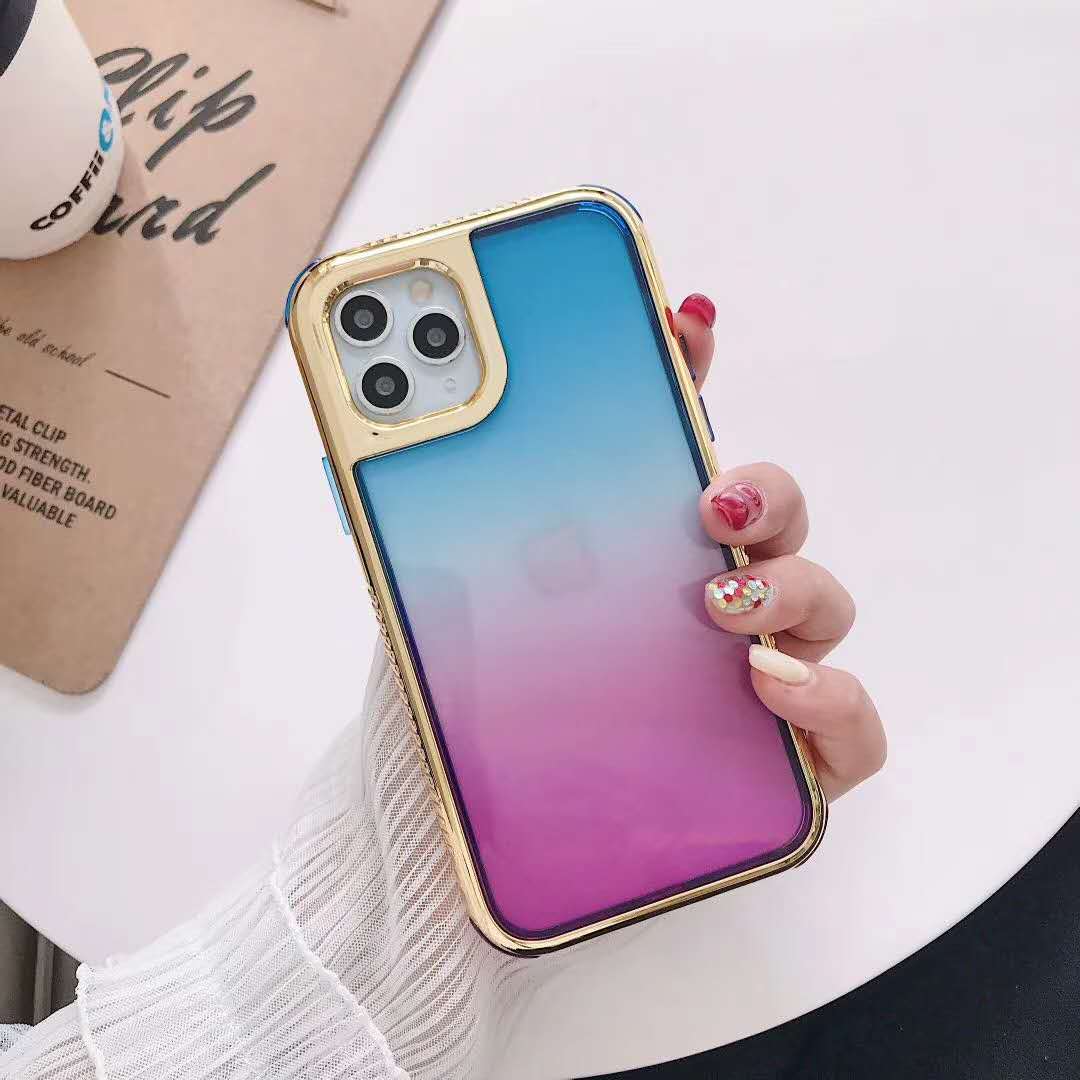 Electroplating gradient three-in-one phone case