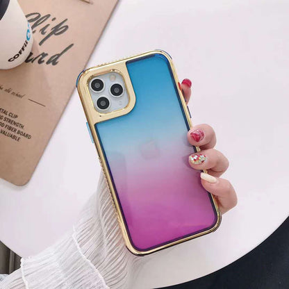 Electroplating gradient three-in-one phone case