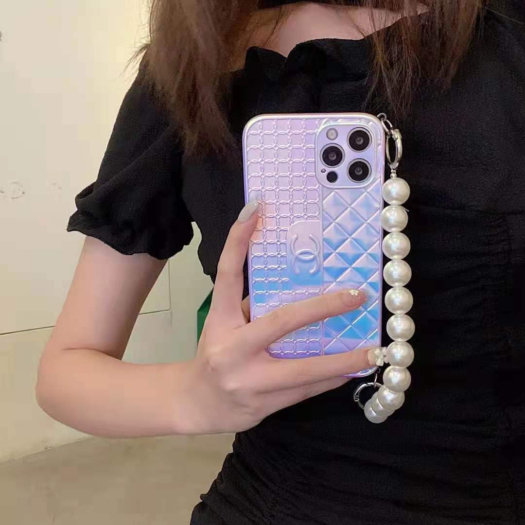 Color changing pearl chain phone case For iphone