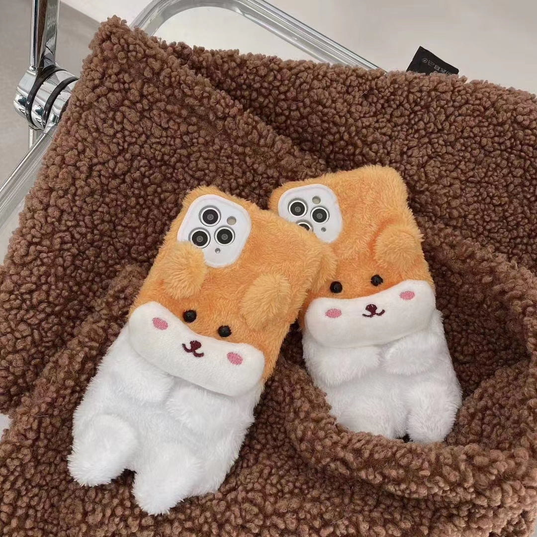 Cartoon puppy plush phone case
