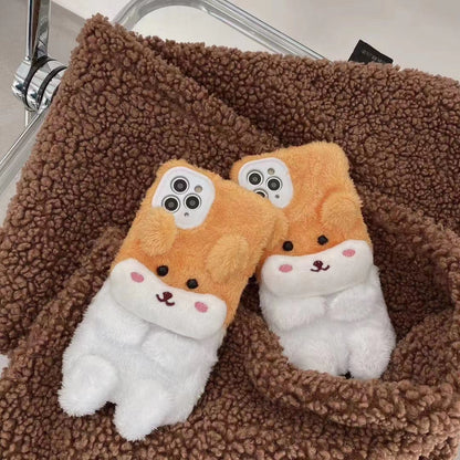 Cartoon puppy plush phone case