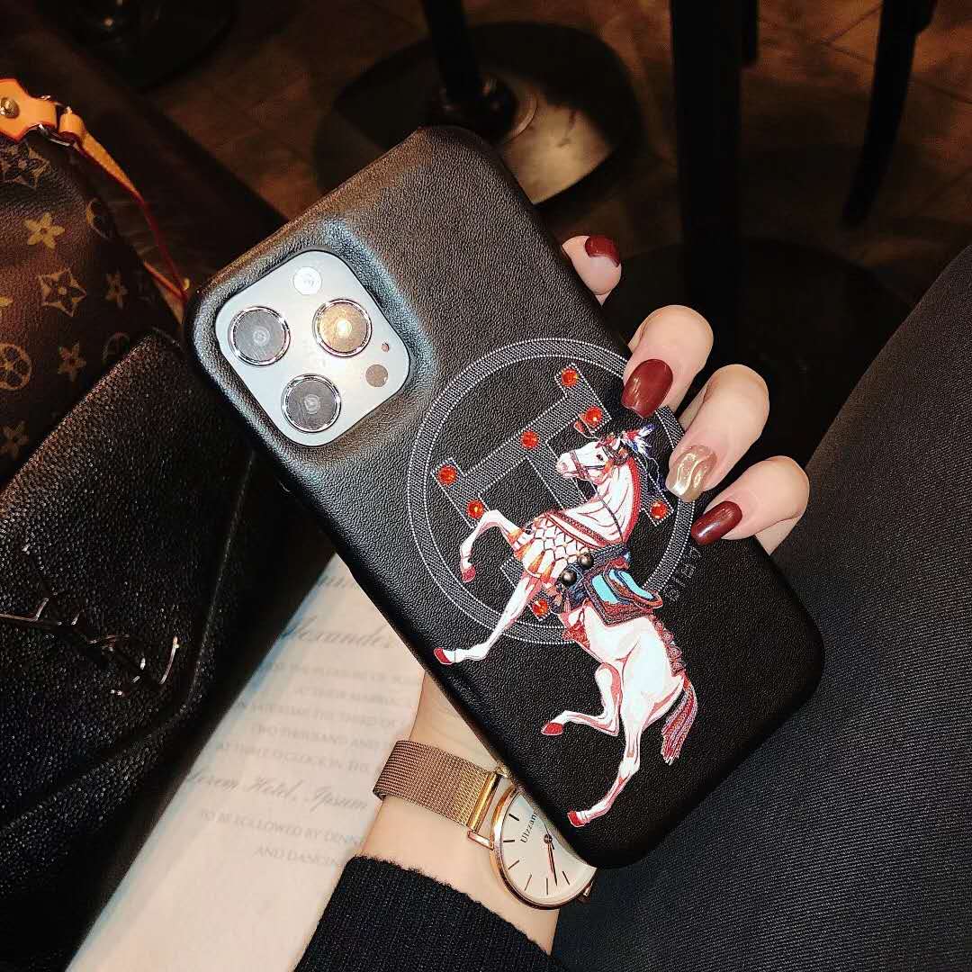 Leather crystal phone case