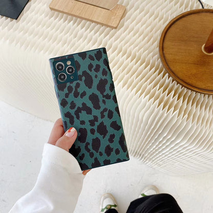 Leather Leopard Square Phone Case