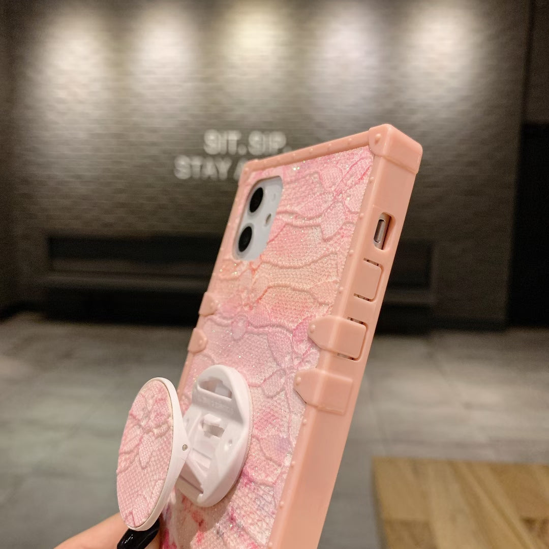 Pink Glitter square phone case