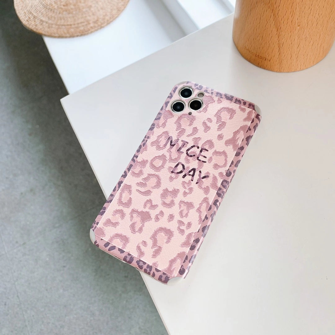 Fashion pink leopard print phone case