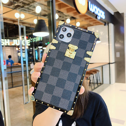 Checkered Slanted back lanyard phone case for Samsung
