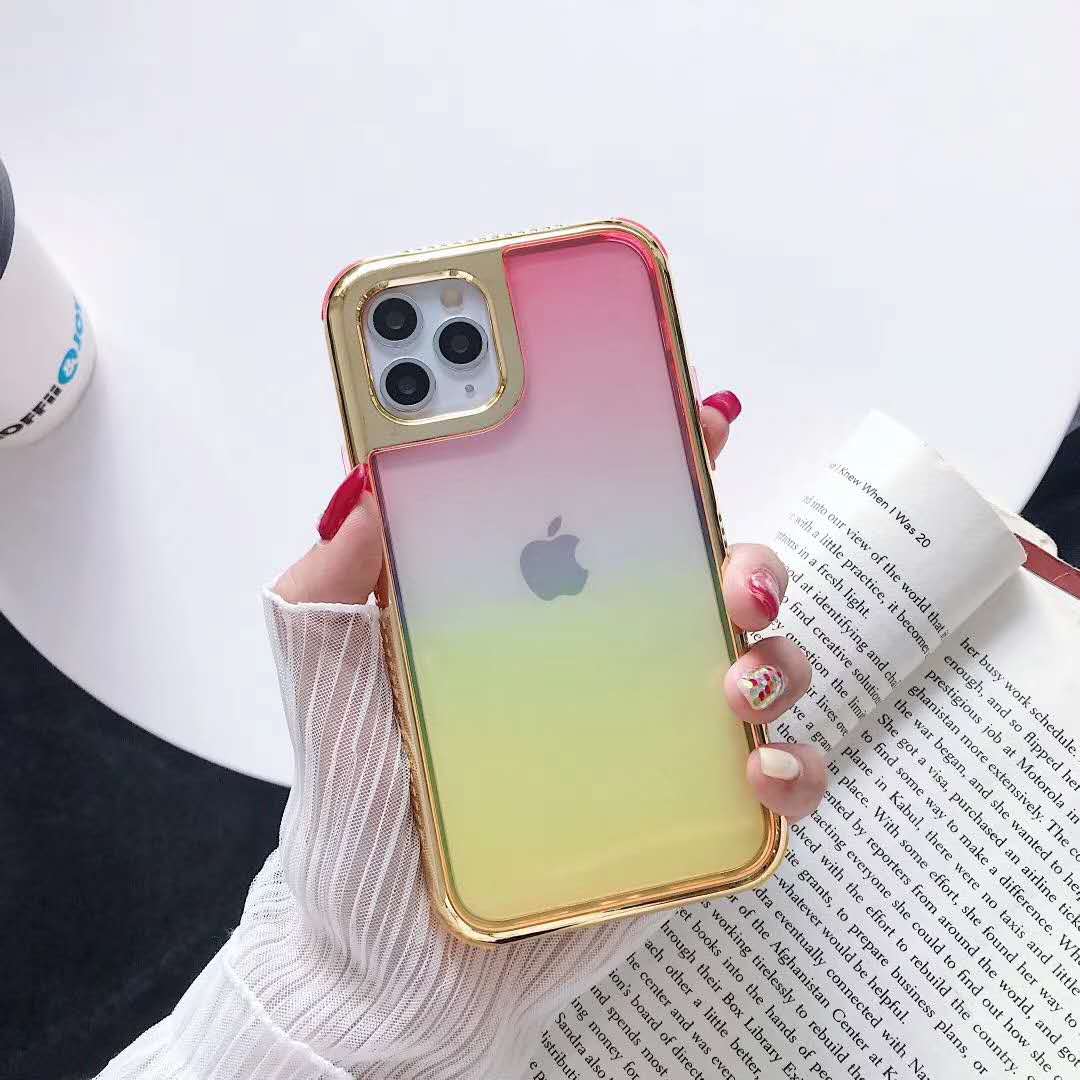 Electroplating gradient three-in-one phone case