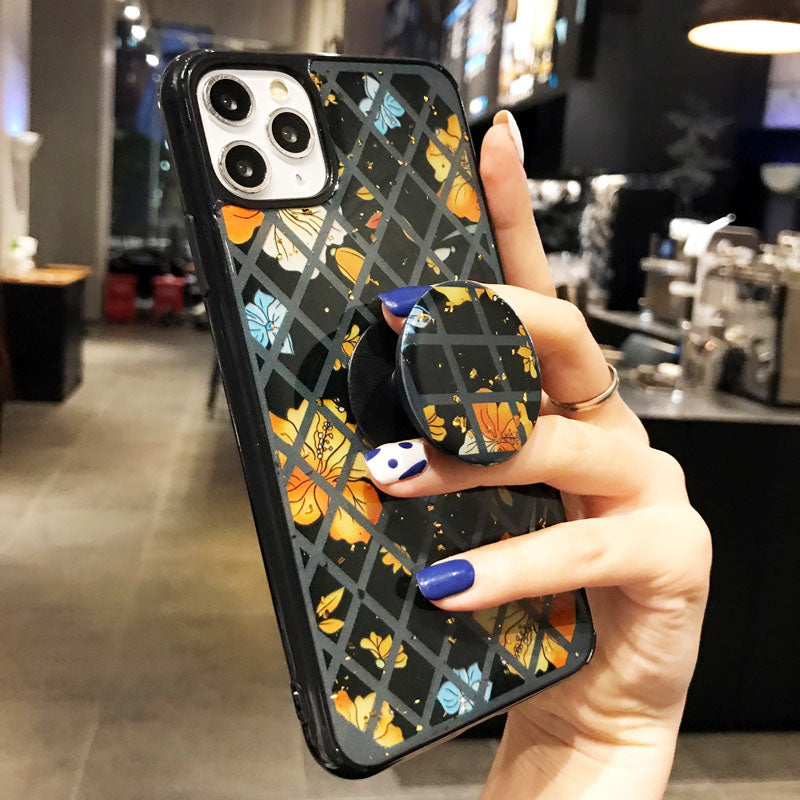 Grid Retro Floral bracket phone Case