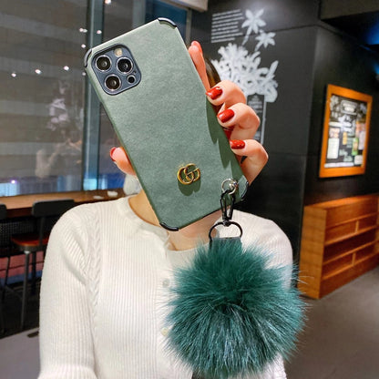 Frosted flannel fur ball phone case