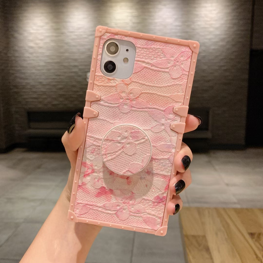 Pink Glitter square phone case