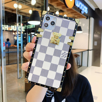 Checkered Slanted back lanyard phone case for Samsung