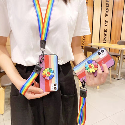 Rainbow the same bracket  lanyard phone case for Samsung