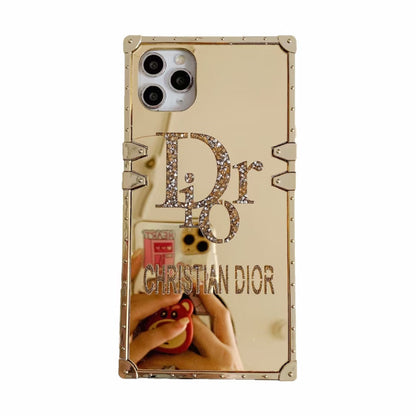 Rhinestone square mirror phone case