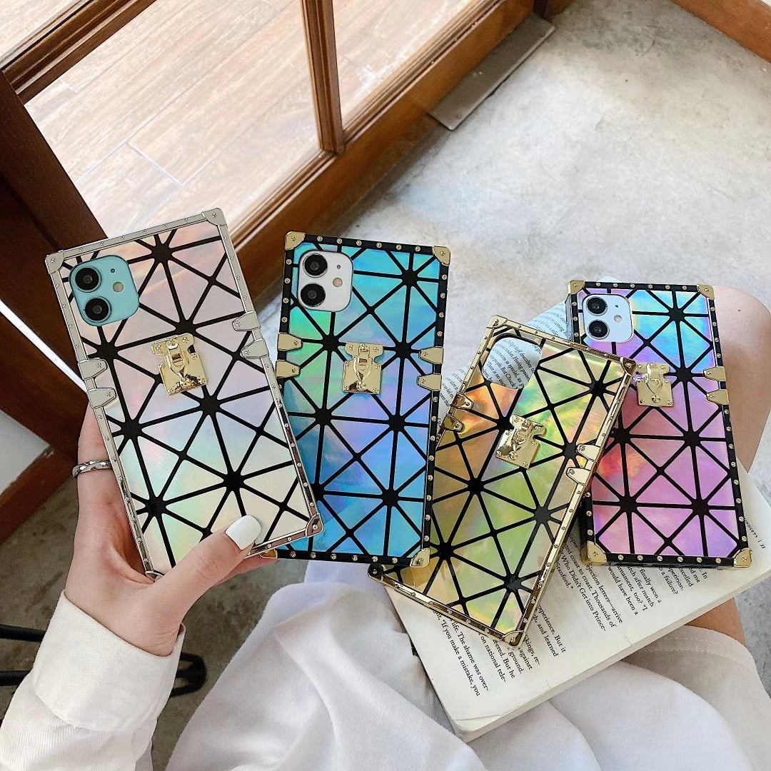 Luxury rhombic laser phone case
