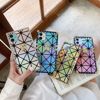 Luxury rhombic laser phone case