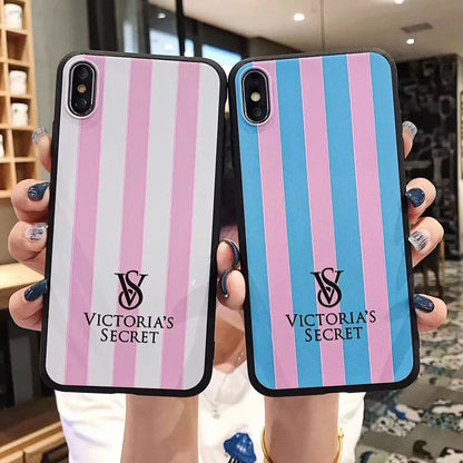 Fashion matte black striped phone case