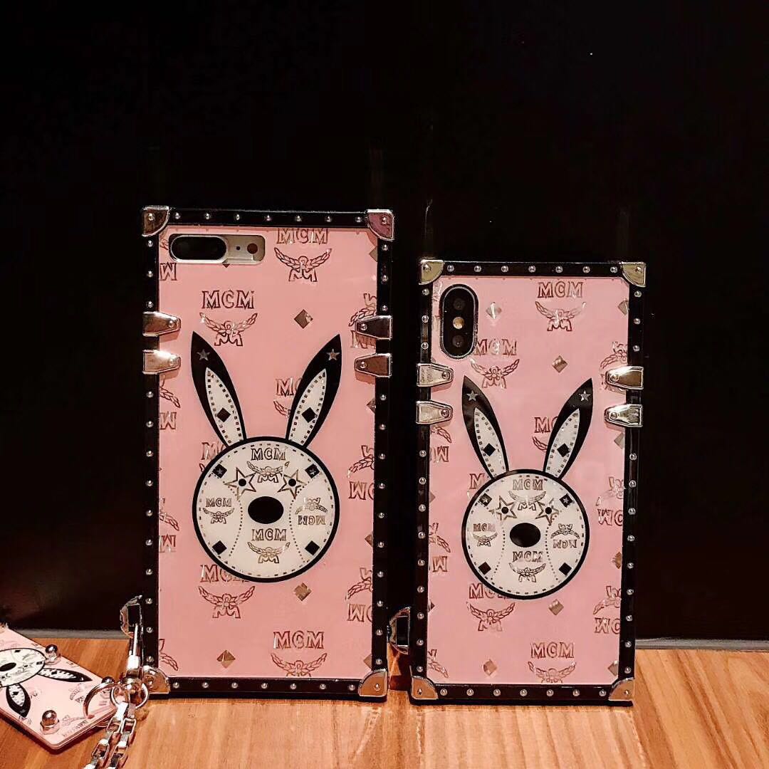 Luxury rabbit square phone case for iPhone