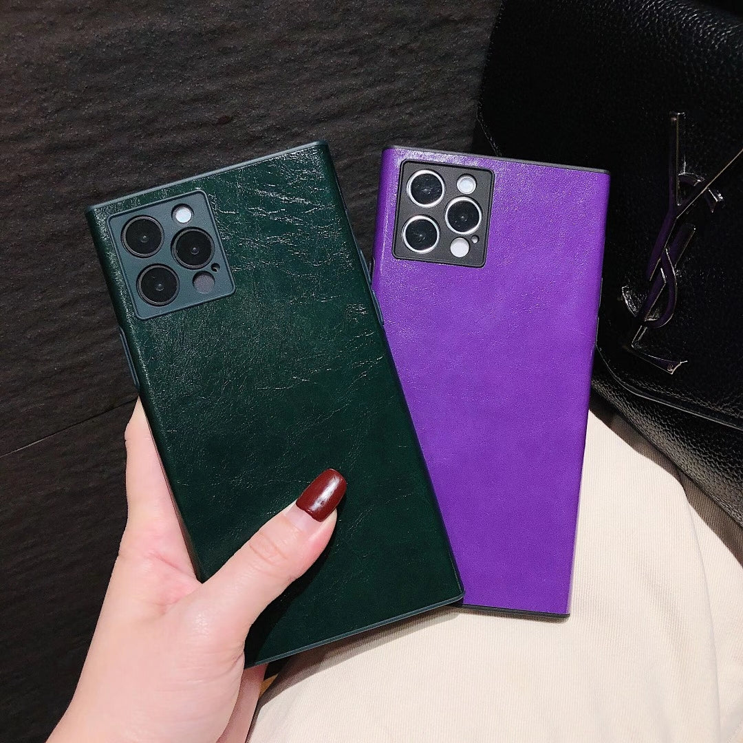 High-end leather simple square phone case