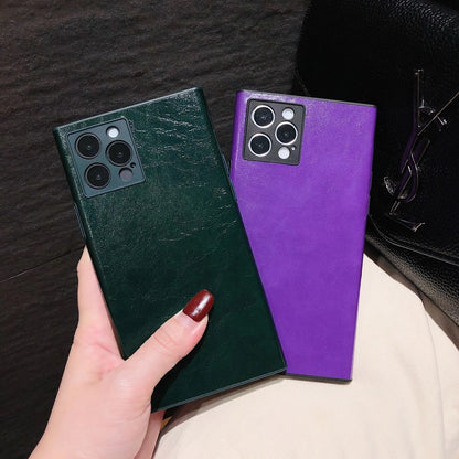 High-end leather simple square phone case