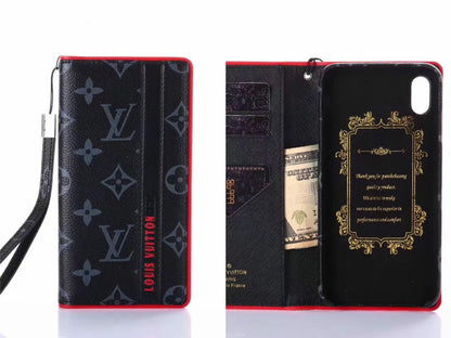 Square leather card case phone case