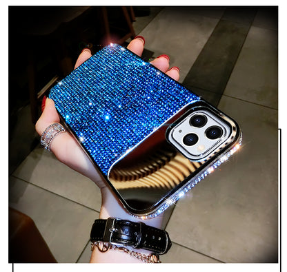 Gradient rhinestone mirror phone case