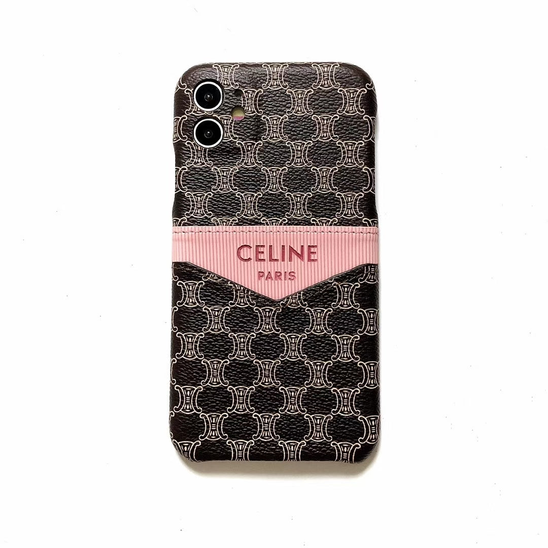 Retro Splicing card bag phone case