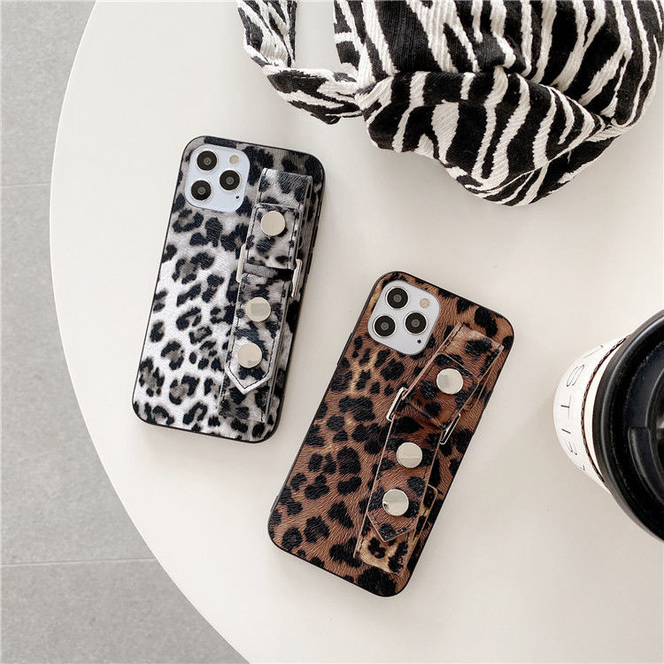 Leopard print wristband phone case