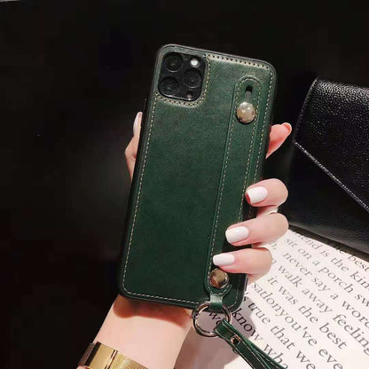 Leather wristband lanyard phone case