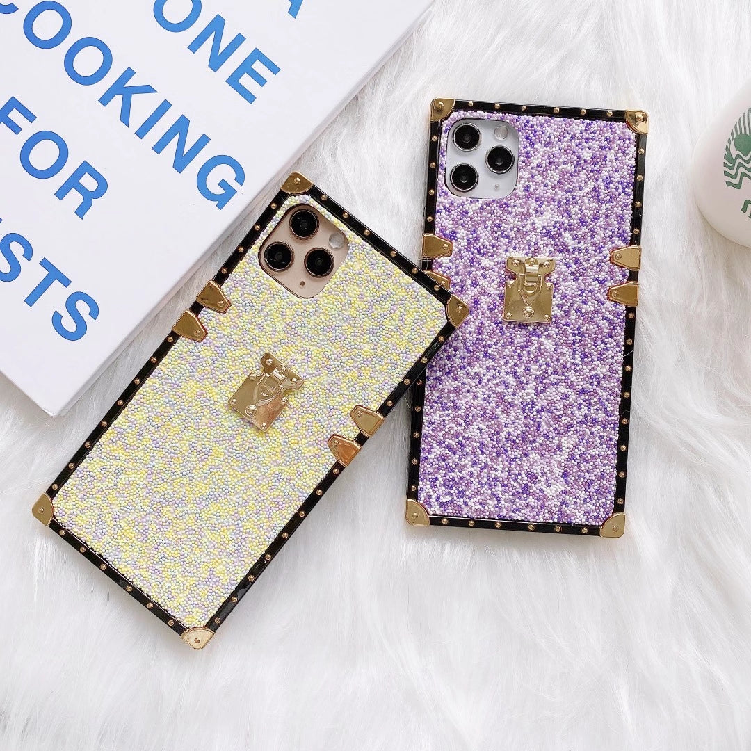 Fashion color beads square phone case for Samsung