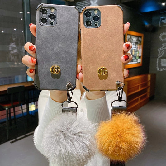 Frosted flannel fur ball phone case