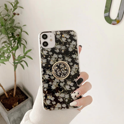 Small floral gold foil phone case