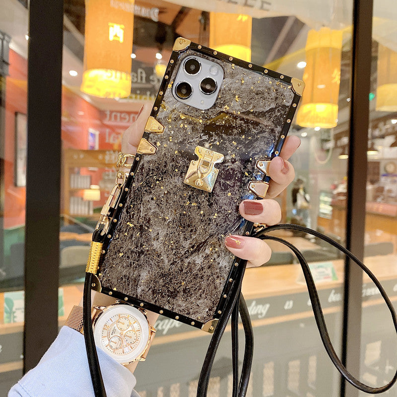 Marble square lanyard phone case for iphone