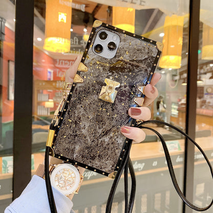 Marble square lanyard phone case for iphone